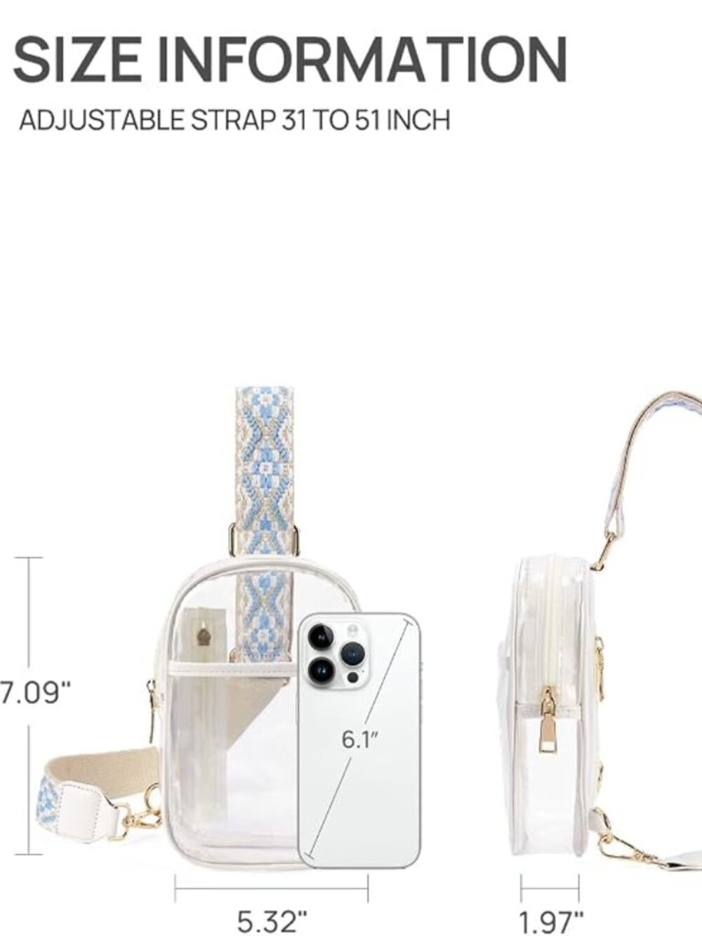 Telena Clear Bag for Stadium Events Women's Clear Crossbody Bag